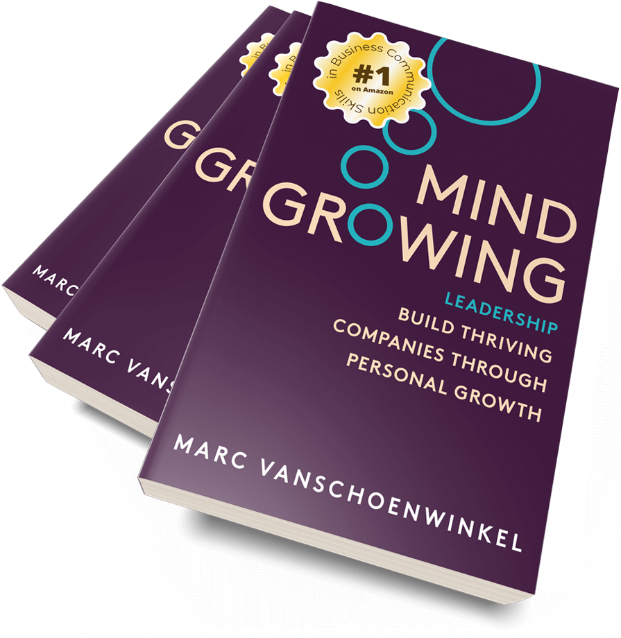Stack of three Mind Growing book. Purple background with yellow texts and turquoise circles