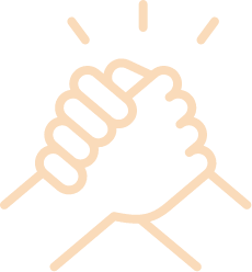 Icon of two hands clapping together in a handshake to communicate supporting each other